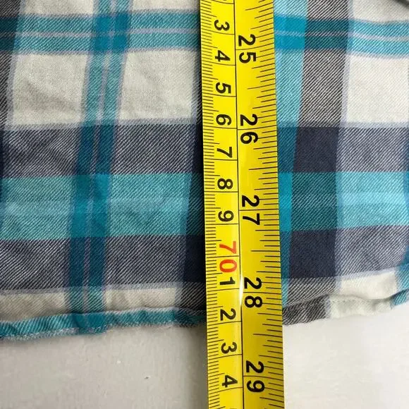 American Eagle Mens M Button Up Flannel Shirt Purple Blue Plaid Seriously Soft - Picture 8 of 10